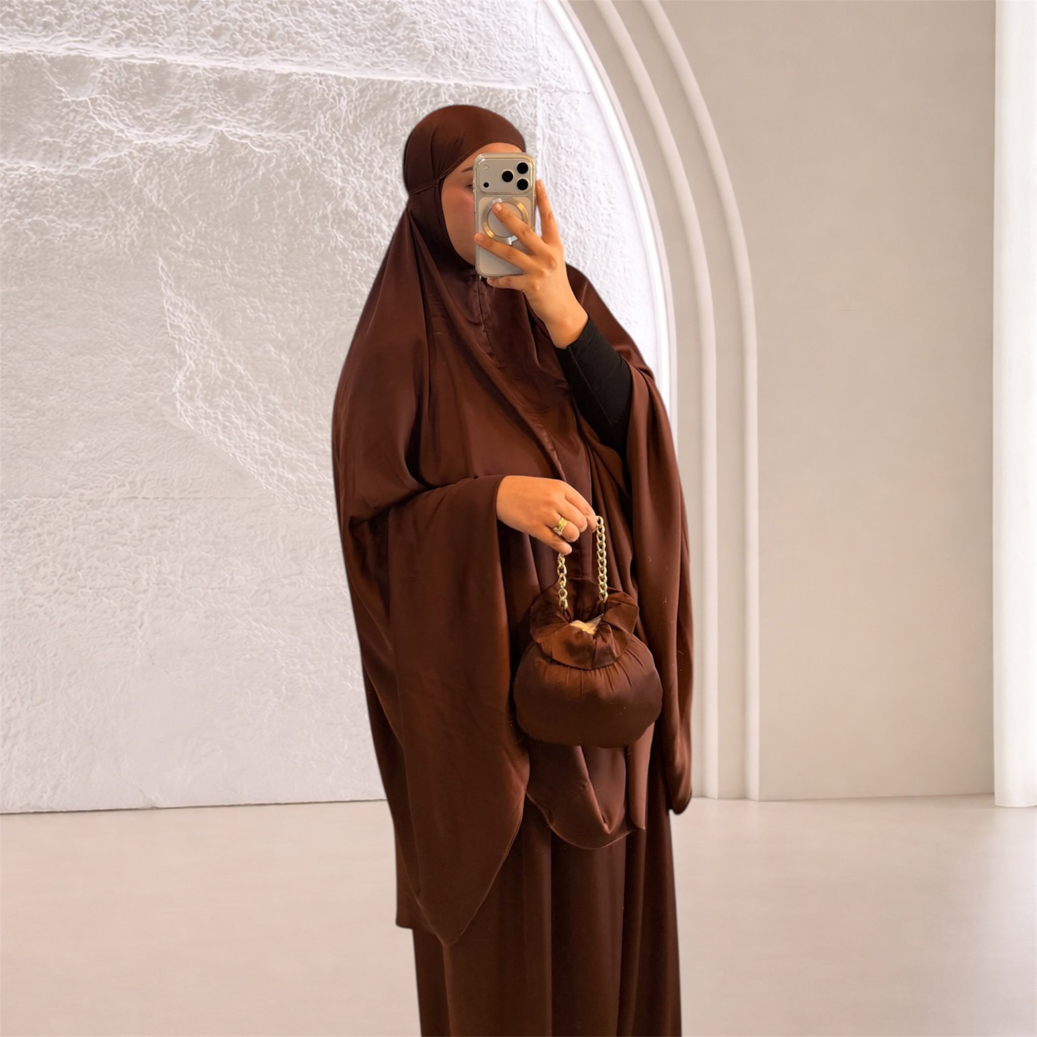 Robe de Prière Satin Premium - MARRON