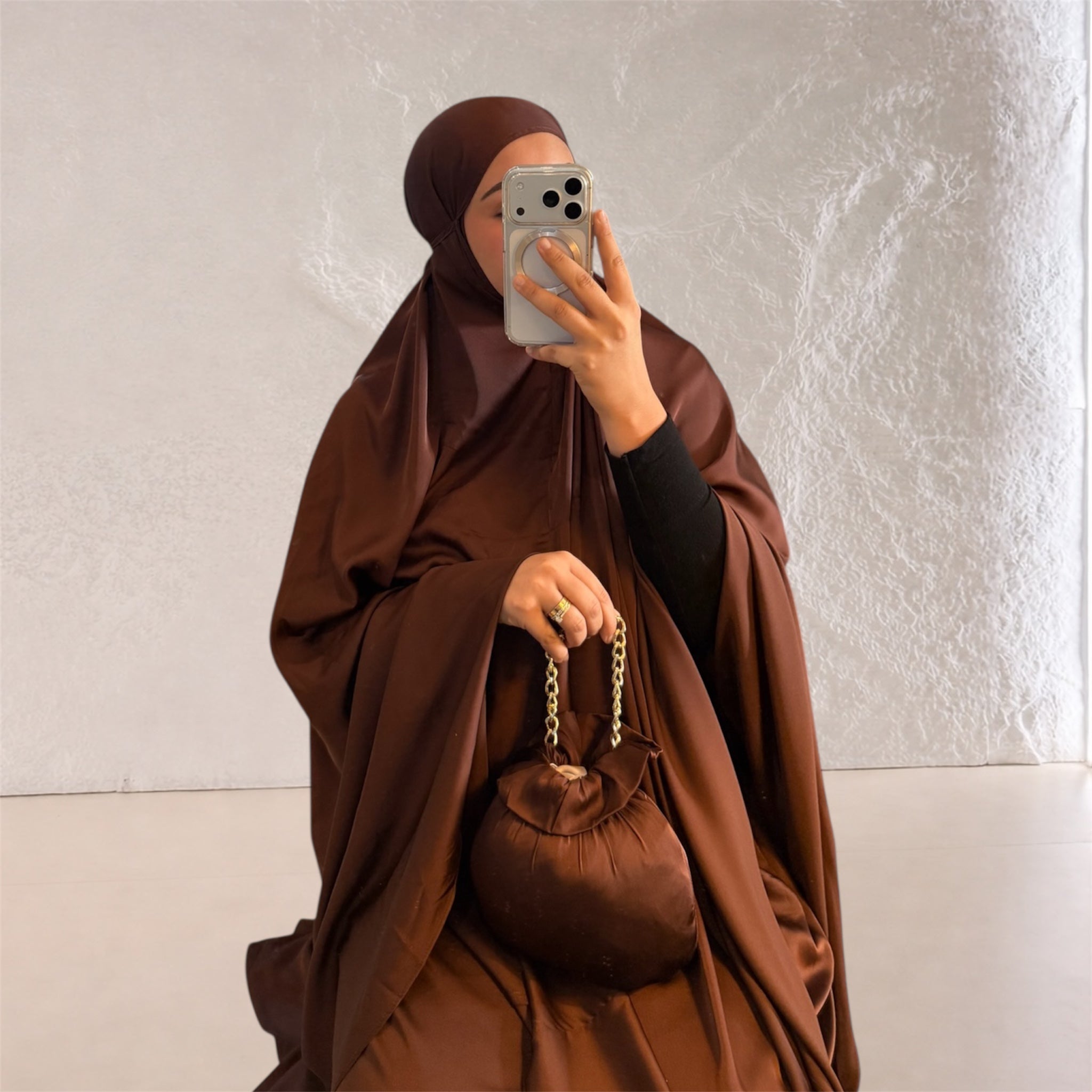 Robe de Prière Satin Premium - MARRON