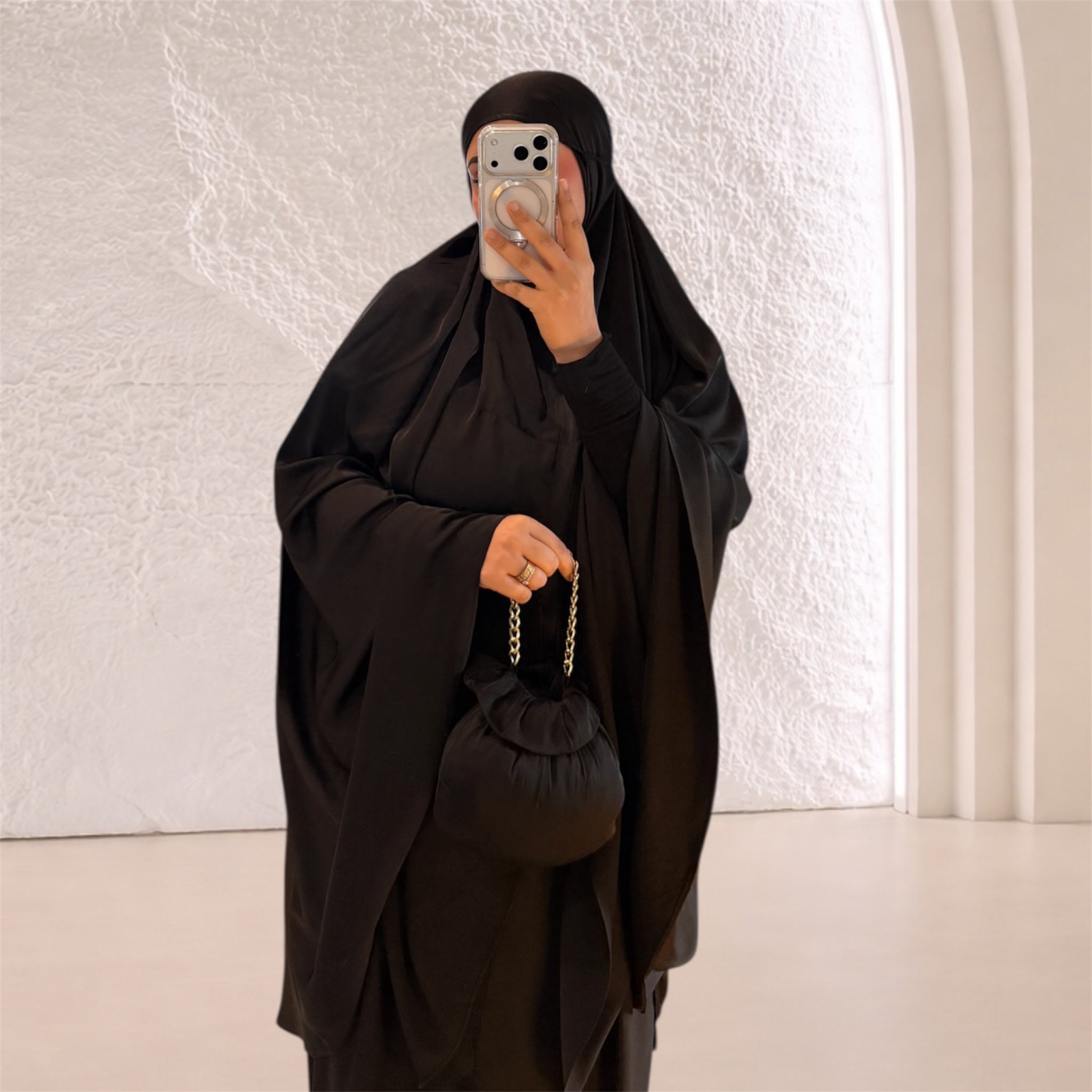 Robe de Prière Satin Premium - NOIR