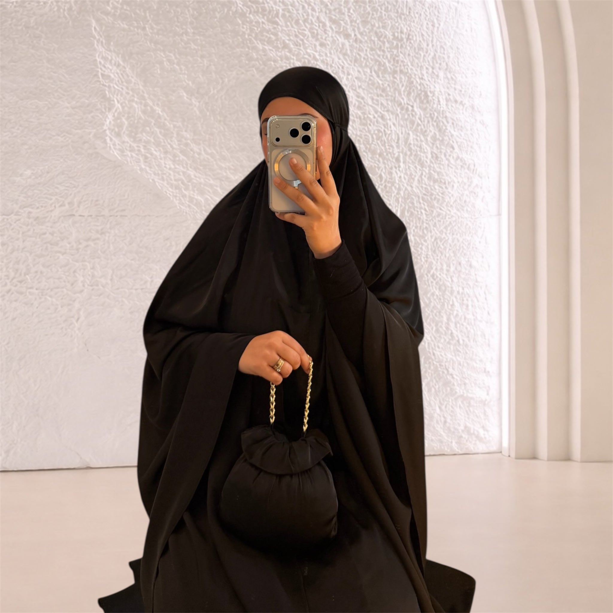 Robe de Prière Satin Premium - NOIR